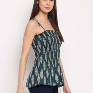 Women's Rayon Printed Casual Summer Style Tie Shoulder Straps Free Size Tank Top ( Multi18)